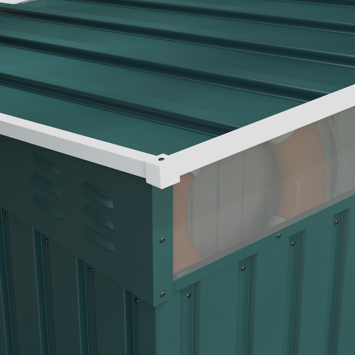 Outsunny 6.5x4FT Garden Shed with Foundation Lockable Metal Tool Shed Green