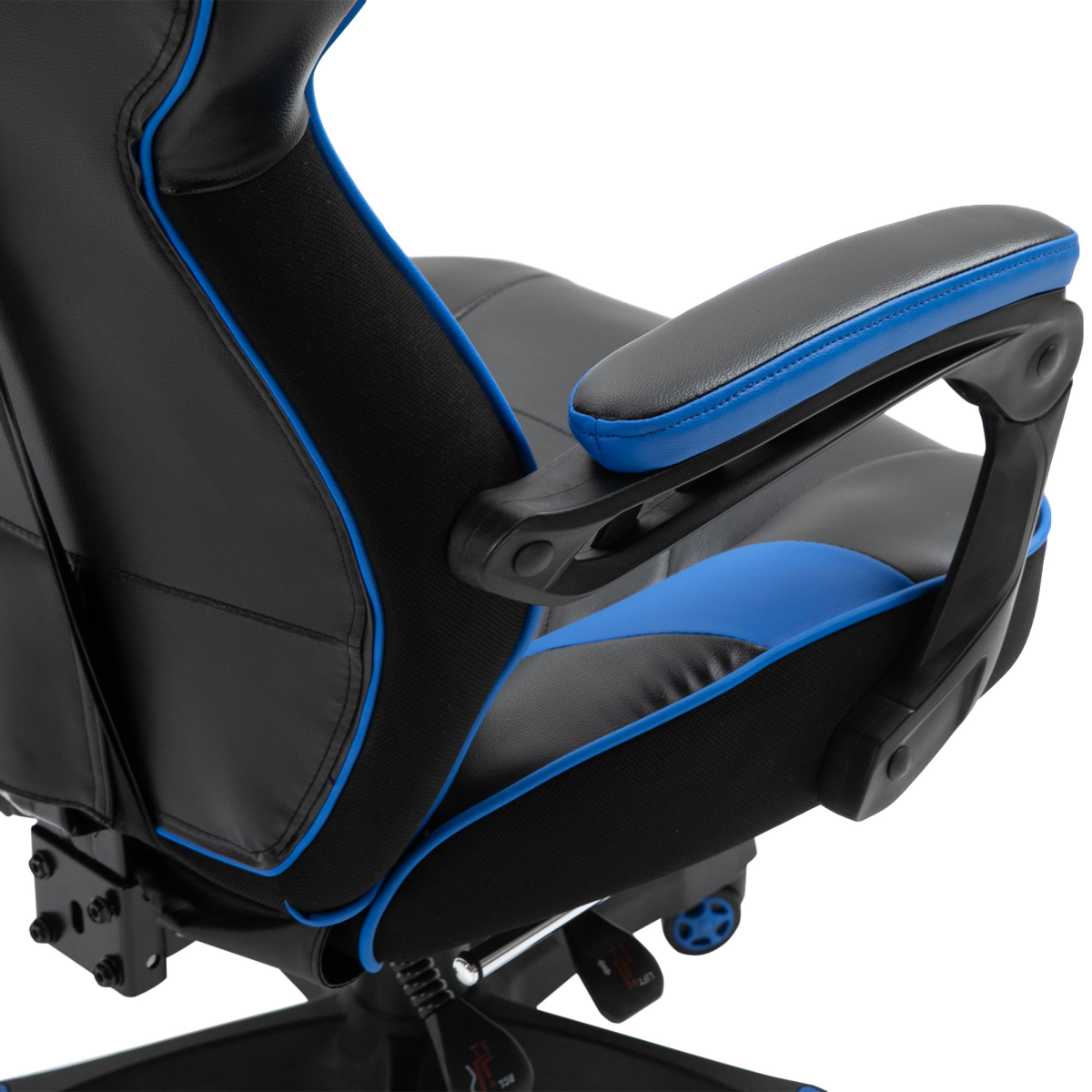 Gaming Chair Ergonomic Reclining w/ Manual Footrest Wheels Stylish Office Blue