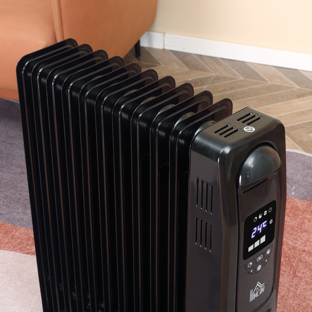 2000W Digital Oil Filled Radiator Portable Electric Heater LED Display Timer