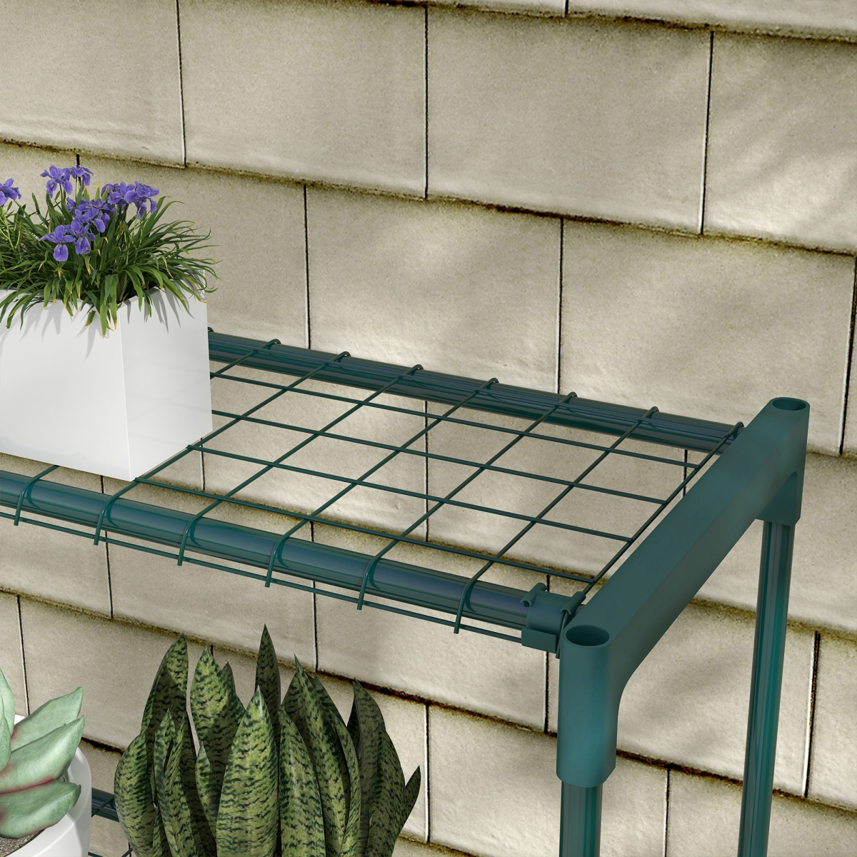 Outsunny Plant Stand, 4-Tier Planter Holder Flower Display Rack, Dark Green