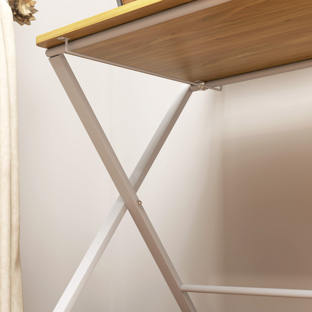 Space-Saving HOMCOM Folding Desk with 2-Tier Shelf – Stylish Maple Wood Design