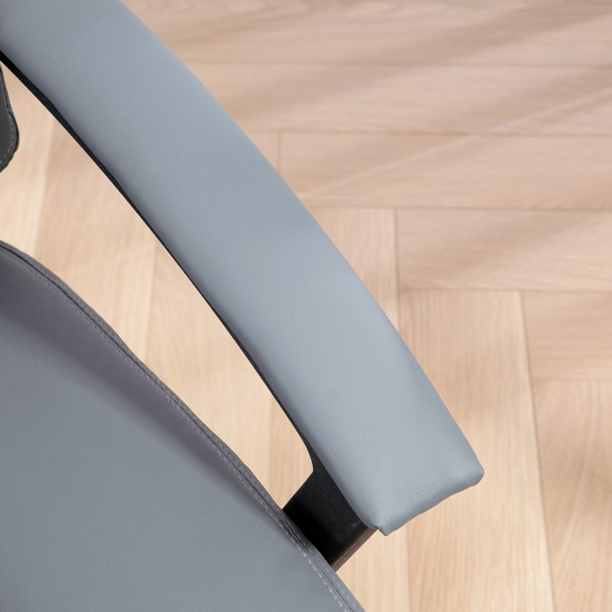 Ergonomic Light Grey Faux Leather Office Chair - Stylish & Comfortable Support