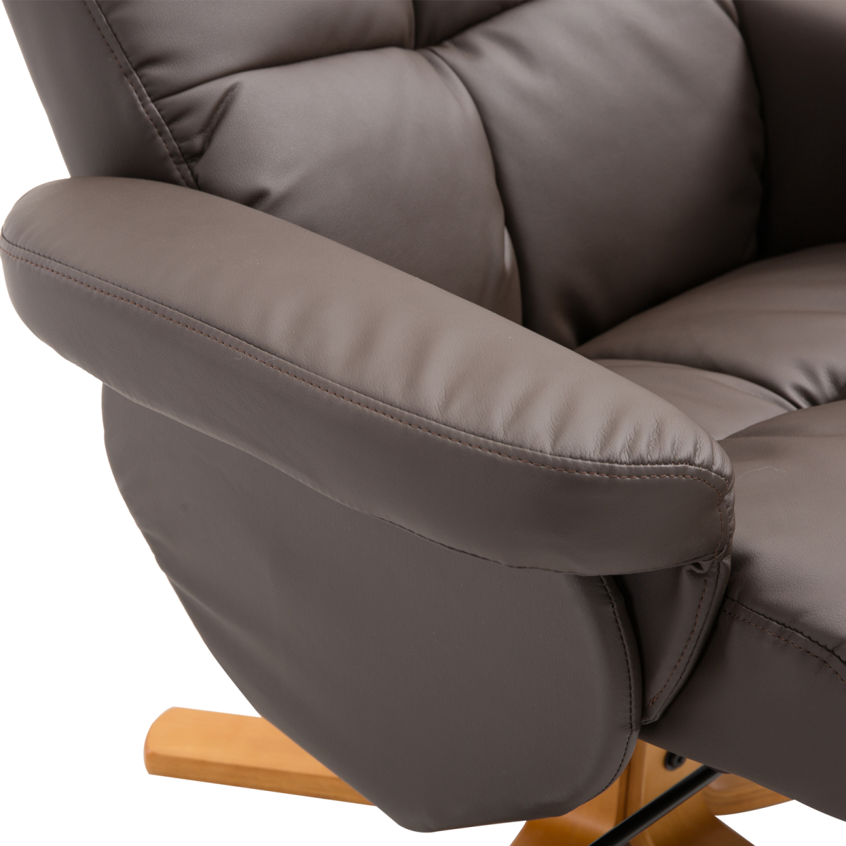 Faux Leather Recliner Chair with Ottoman Footrest Storage Space Brown