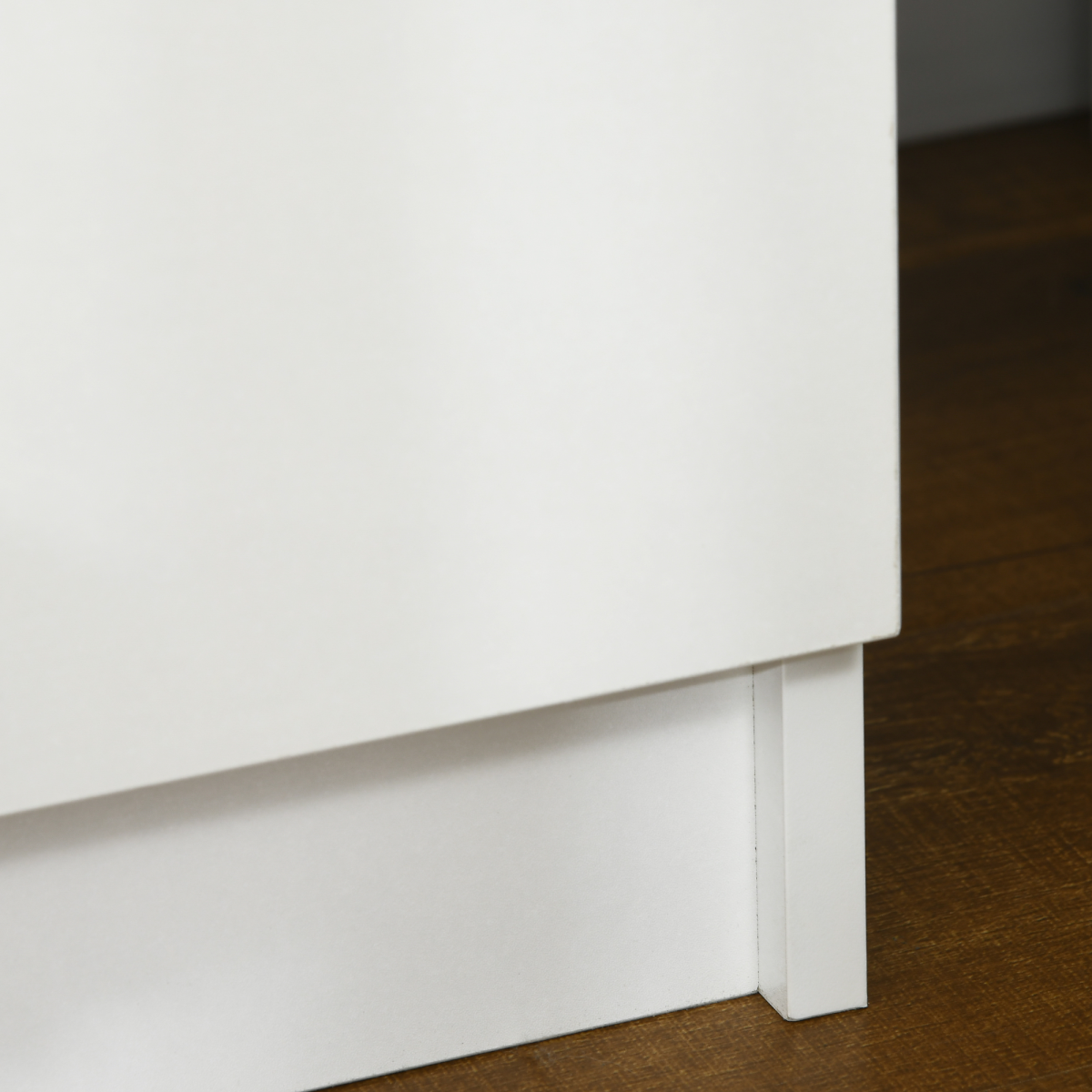 HOMCOM White Bedside Table, High Gloss Front Nightstand w/ LED Light, 2 Drawers