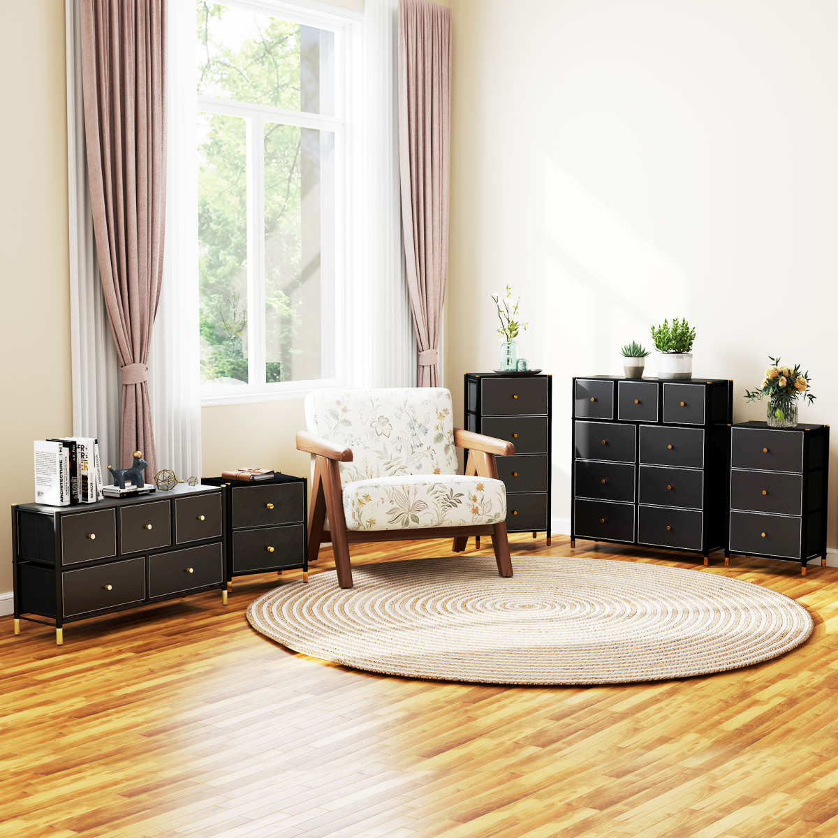 HOMCOM Chest of Drawers with 3 Drawers for Bedroom, Living Room, Black