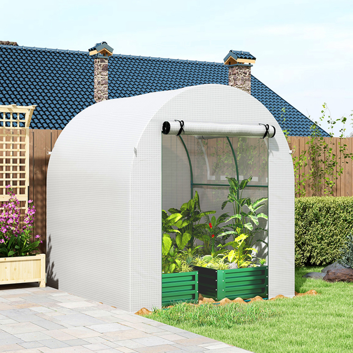 Outsunny 6ft x 6ft Portable Greenhouse with Roll-up Window & Zipped Door