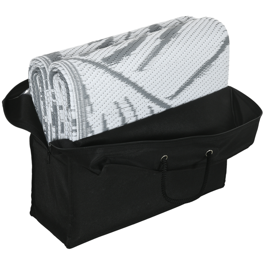 Outsunny Reversible Waterproof Outdoor Rug W/ Carry Bag, 182 x 274cm, Grey