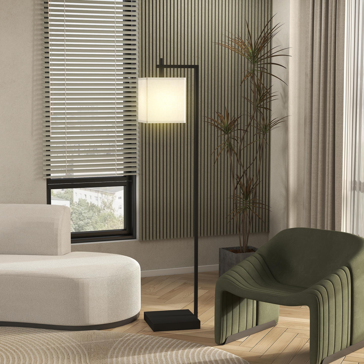 HOMCOM 66" Modern Floor Lamp for Living Room with 10 Brightness Levels