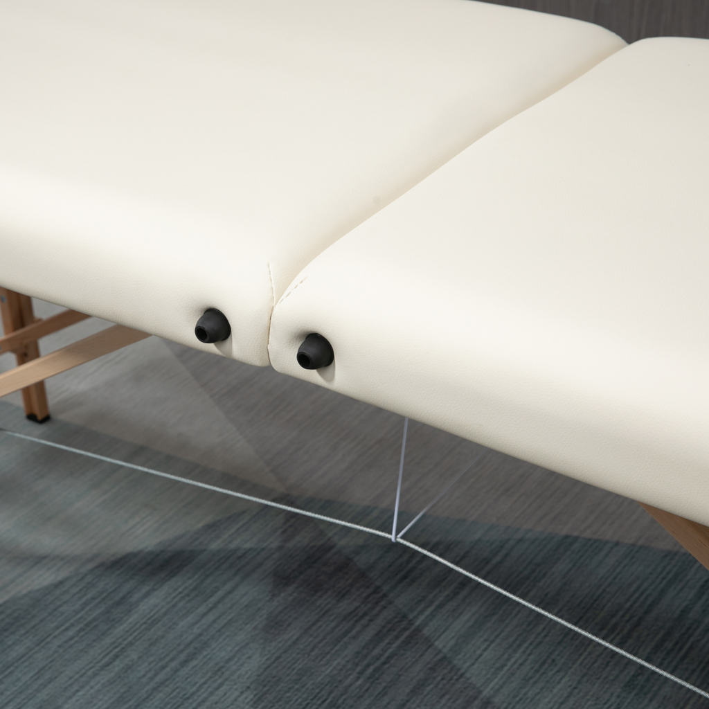 Portable Massage Bed Folding Spa Beauty Massage Table with 2 Sections Cream