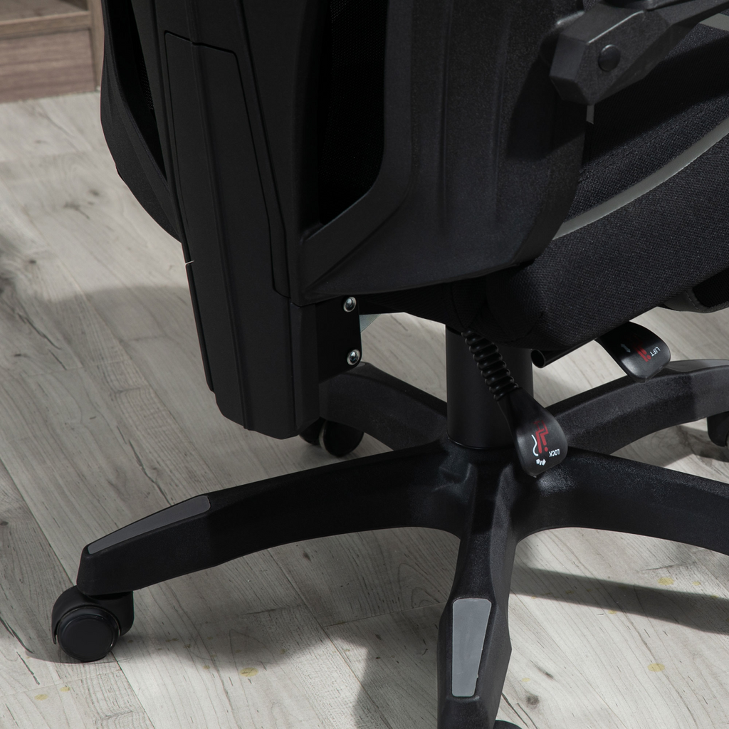 Mesh Task Swivel Chair Office Desk Recliner w/ Lumbar Support, Grey Vinsetto