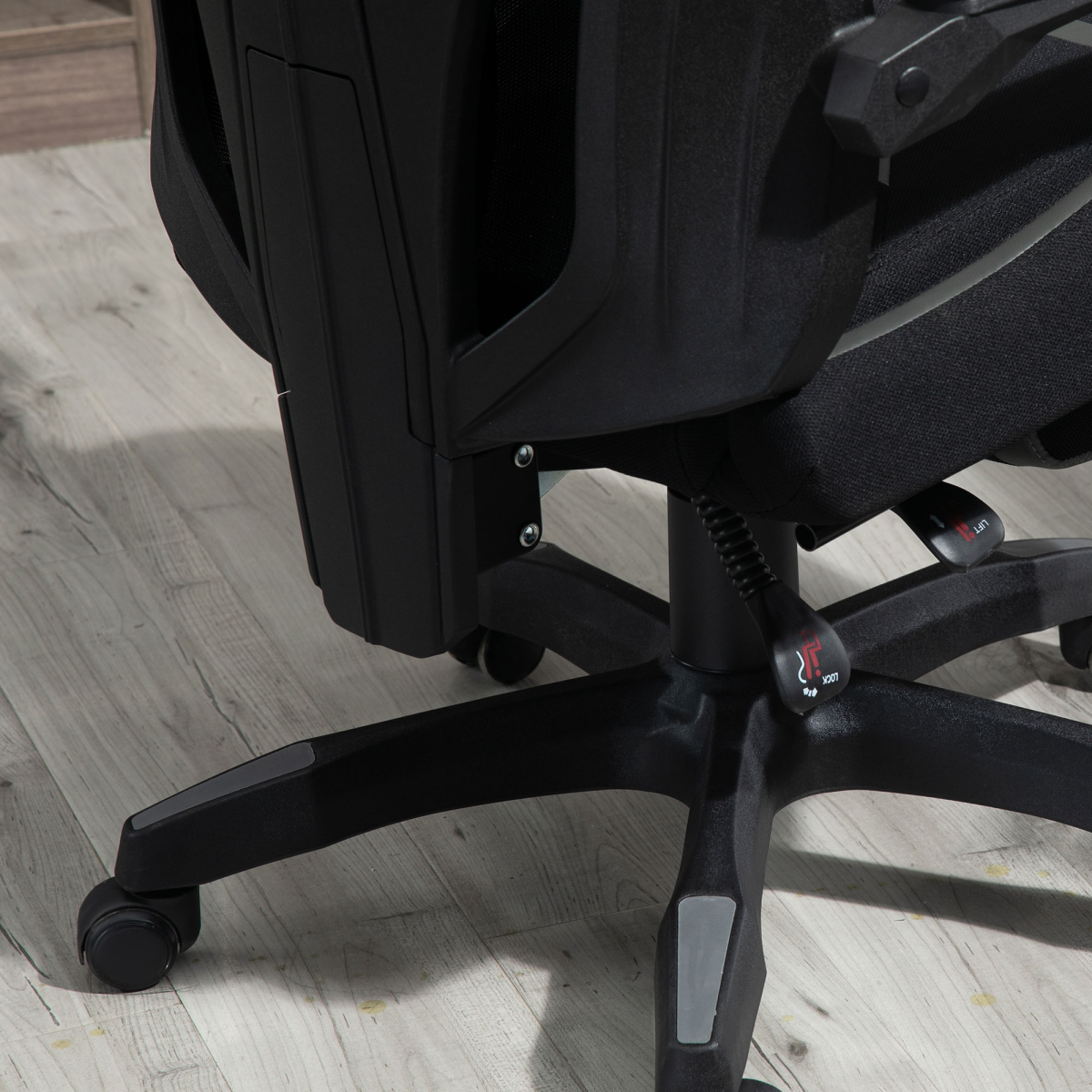 Mesh Task Swivel Chair Office Desk Recliner w/ Lumbar Support, Grey Vinsetto