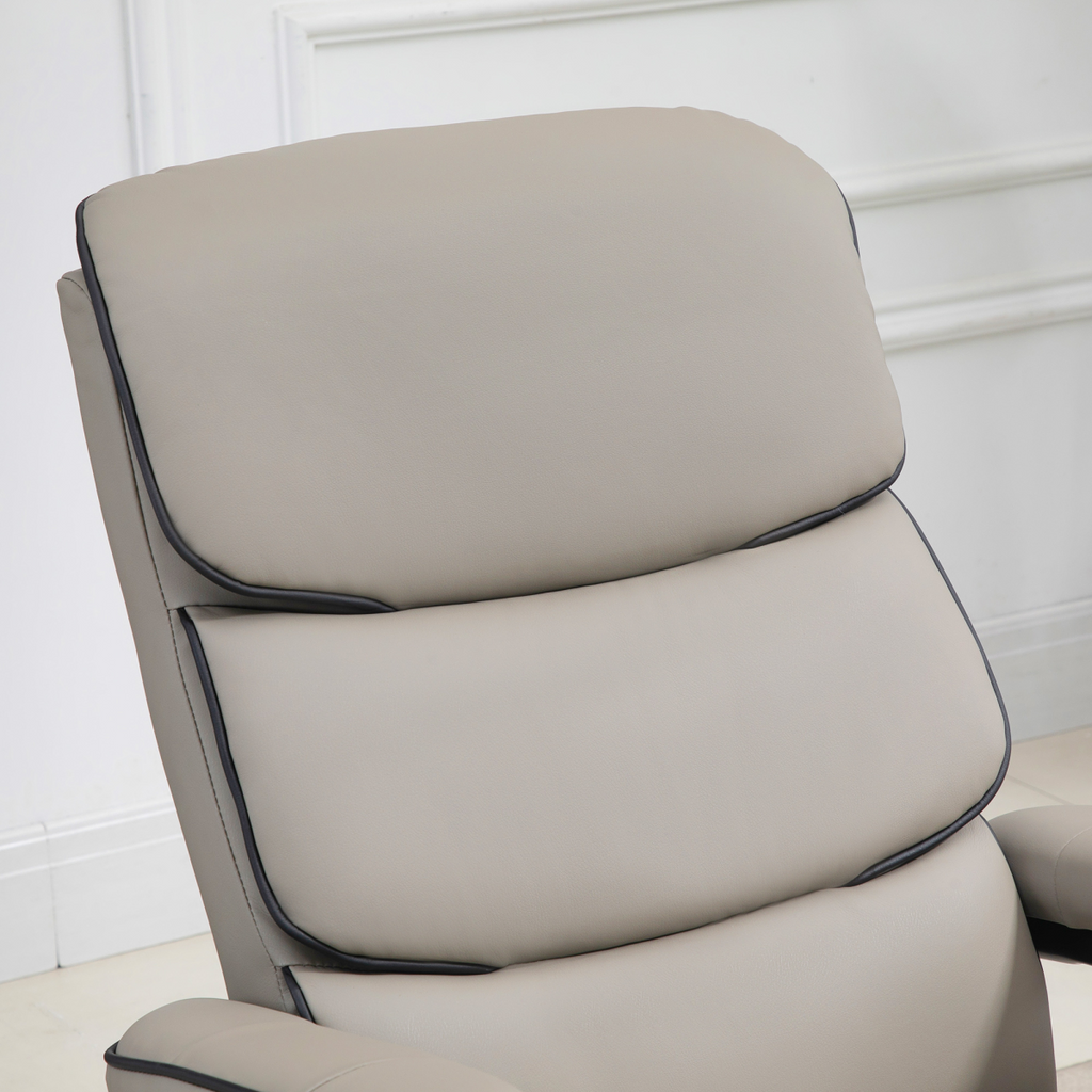 Faux Leather Recliner Chair w/ Ottoman, 135� Adjustable Backrest & Thick Padding