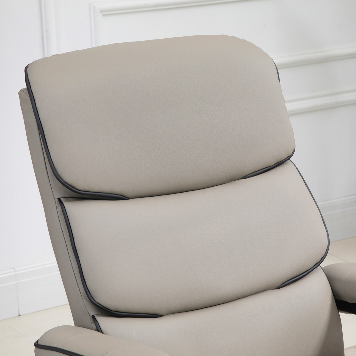 Faux Leather Recliner Chair w/ Ottoman, 135� Adjustable Backrest & Thick Padding