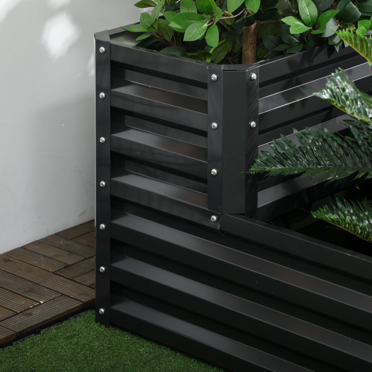 Outsunny Galvanised 2-Tier Raised Garden Bed Planter - Durable & Stylish!