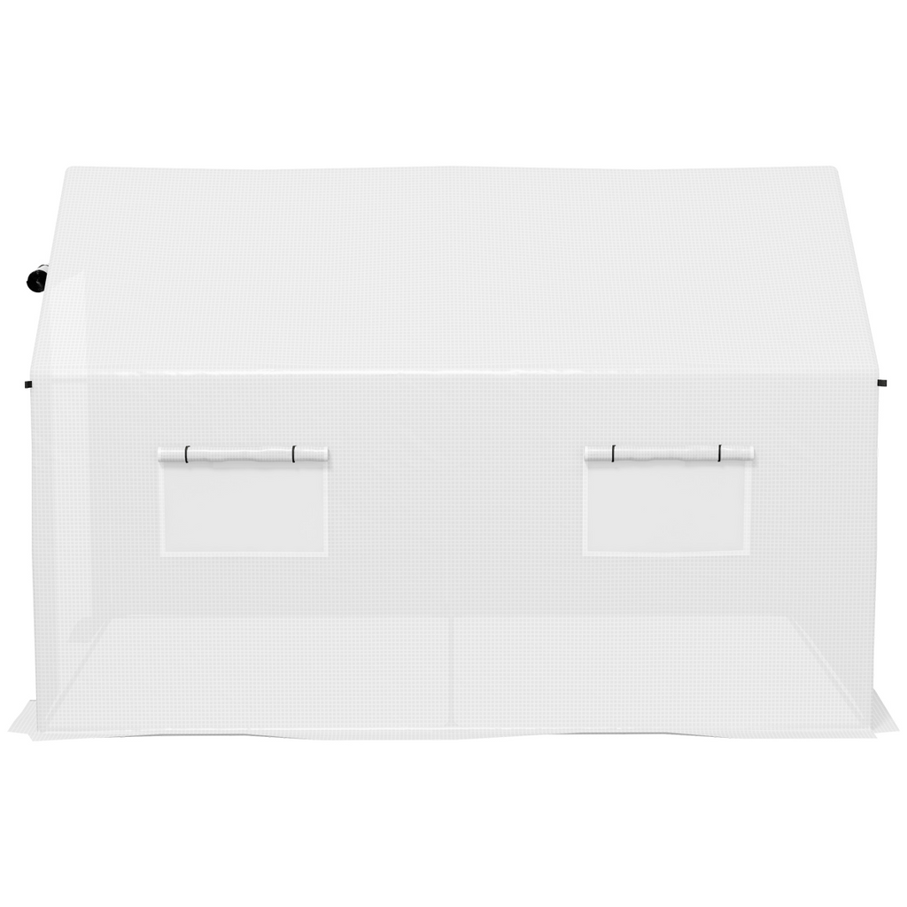 Outsunny Tunnel Greenhouse W/ UV-resistant PE Cover, Wide Door, 2 x 3(m), White