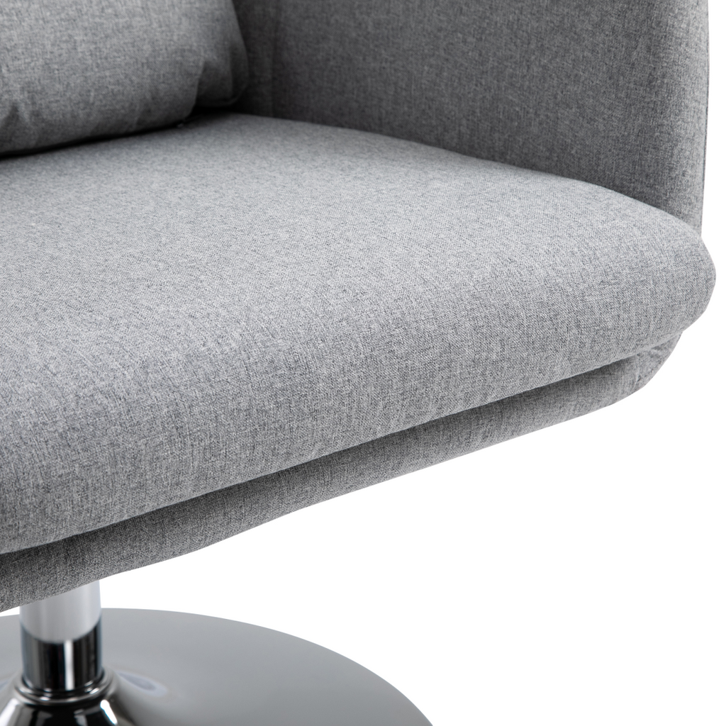 HOMCOM Stylish Retro Linen Swivel Tub Chair Steel Frame Cushion Seat Light Grey
