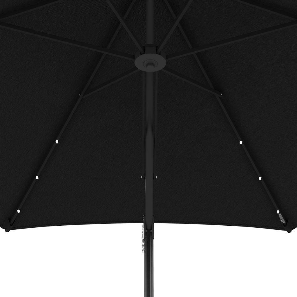 Outsunny 3(m) Cantilever Garden Parasol Umbrella W/ Solar LED and Cover, Black