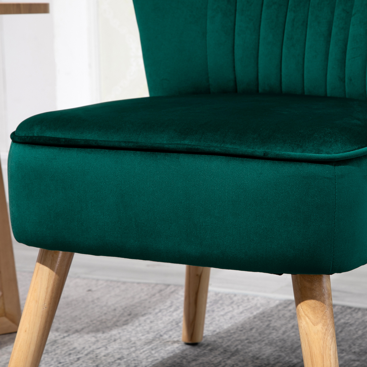 HOMCOM Velvet Accent Chair Occasional Tub Chair for Living Room Bedroom Green
