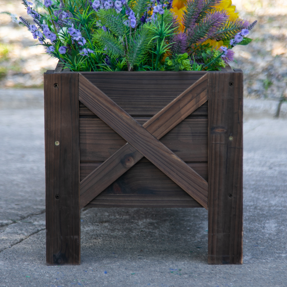 Wooden Garden Raised Bed Planter Grow Containers Pot, 100x36.5x36cm Outsunny