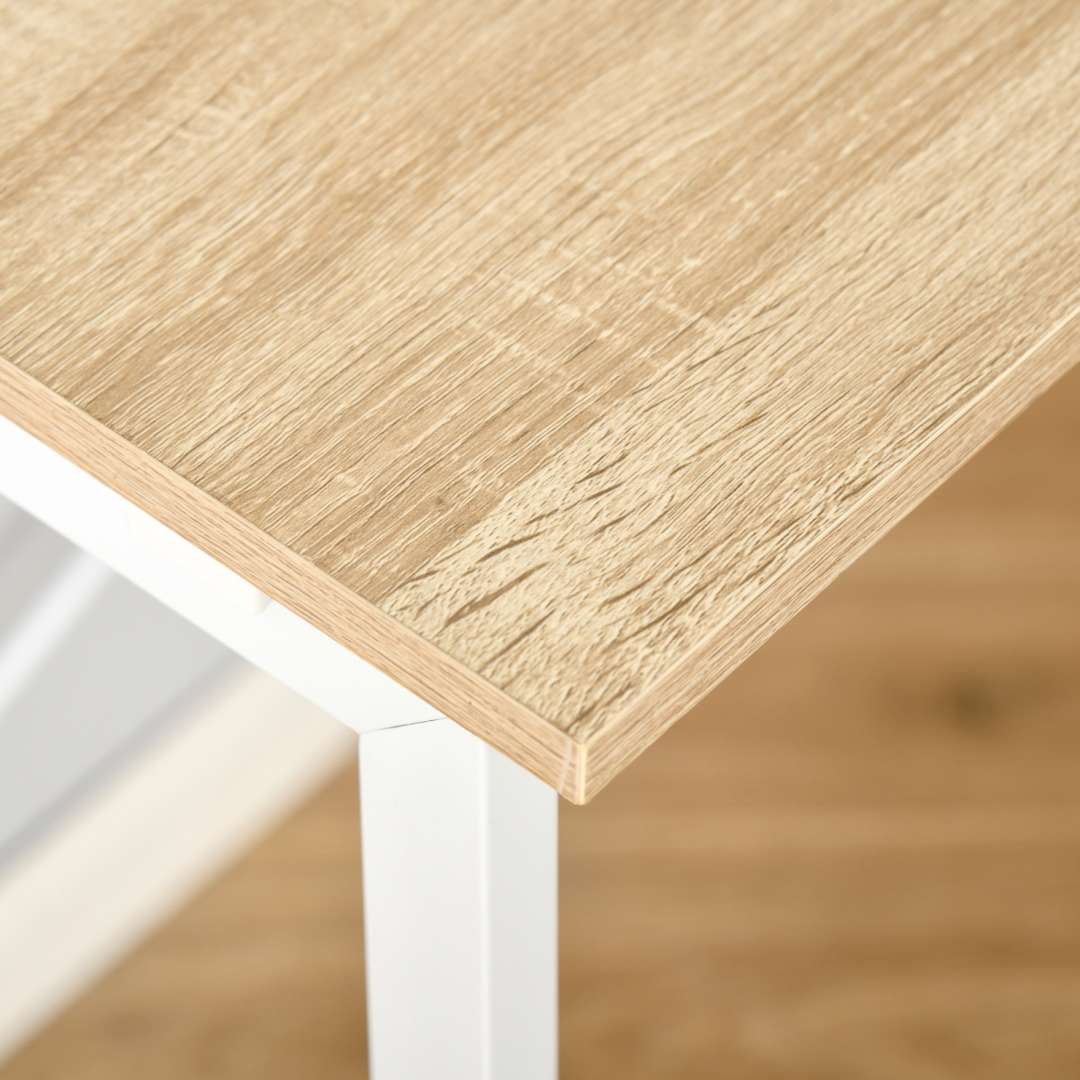 L-Shape Folding Computer Desk Study Workstation with 2 Shelves Oak Tone