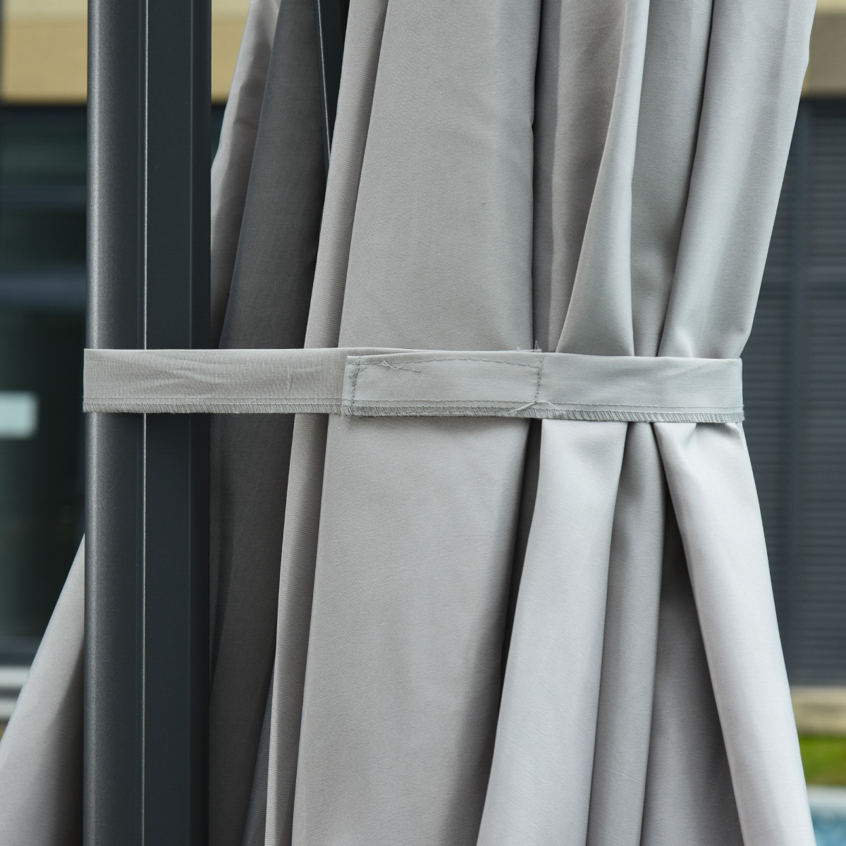 3m Cantilever Roma Parasol Patio Sun Umbrella with LED Solar Light, Grey