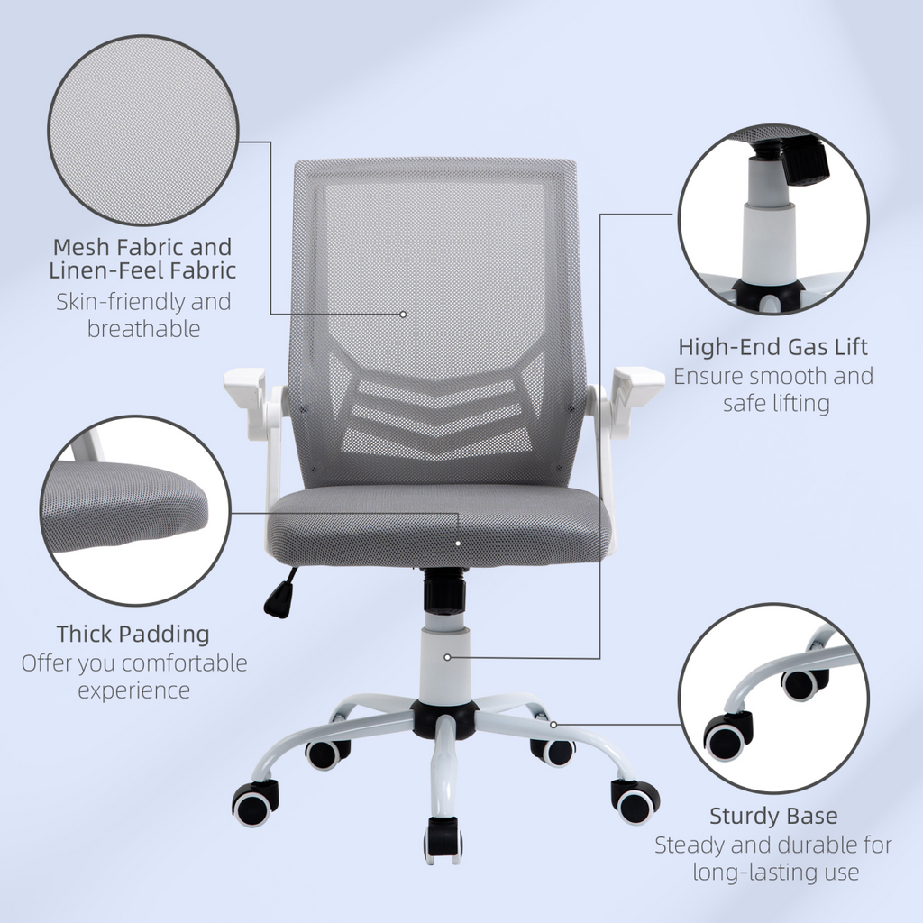 Ergonomic Mesh Office Chair with Lumbar Support - Adjustable Comfort, Grey
