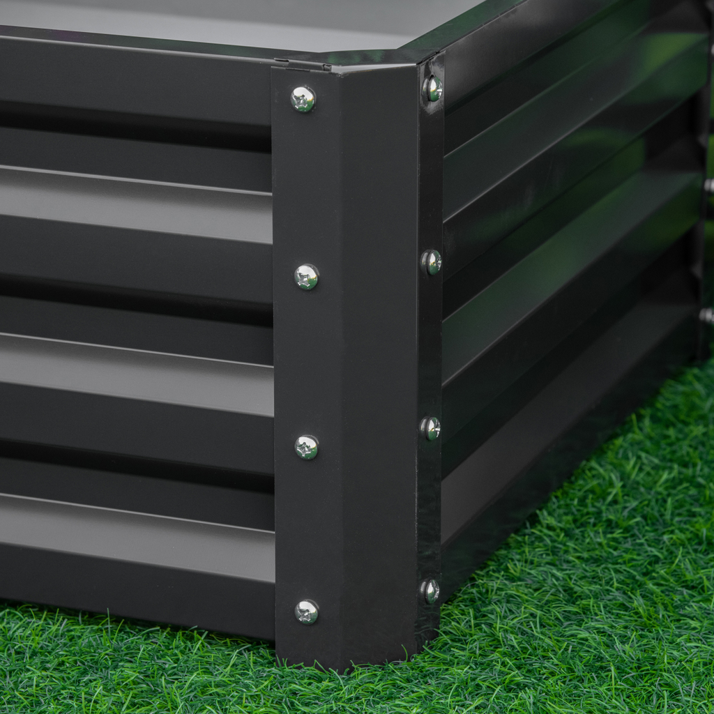 Outsunny Galvanized Raised Garden Planter Boxes - Set of 2 for Easy Growing!