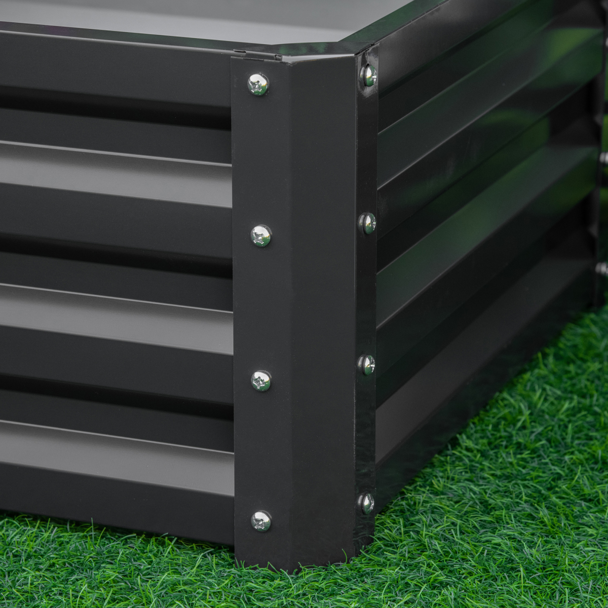 Outsunny Galvanized Raised Garden Planter Boxes - Set of 2 for Easy Growing!
