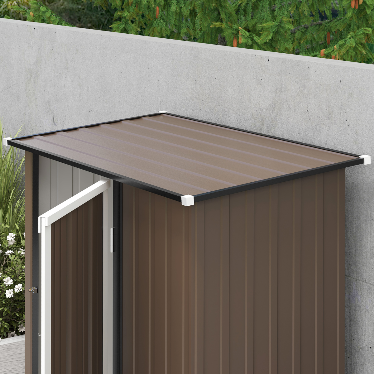 Outdoor Storage Shed Steel Garden Shed with Lockable Door Brown
