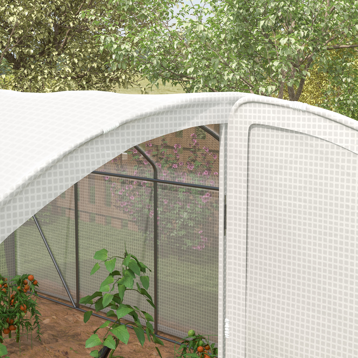 Outsunny 4 x 3 x 2m Polytunnel Greenhouse with Door, UV-resistant PE Cover