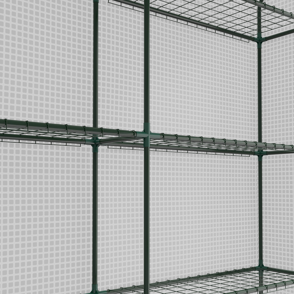 Outsunny Walk-in Garden Greenhouse Shelves Polytunnel Steeple Grow House