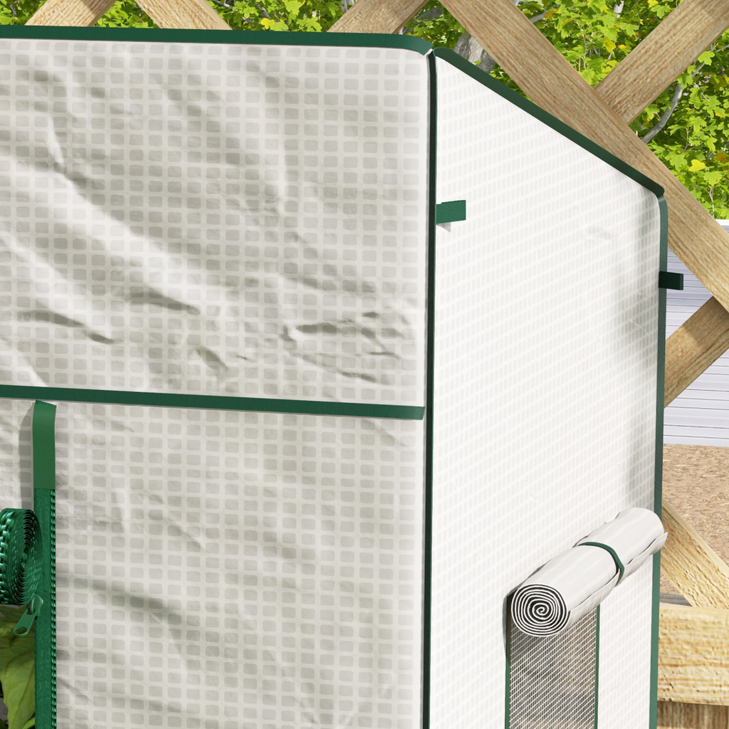 Outsunny Walk-in Garden Green House  Large Roll-up Door and 2 Mesh Windows White