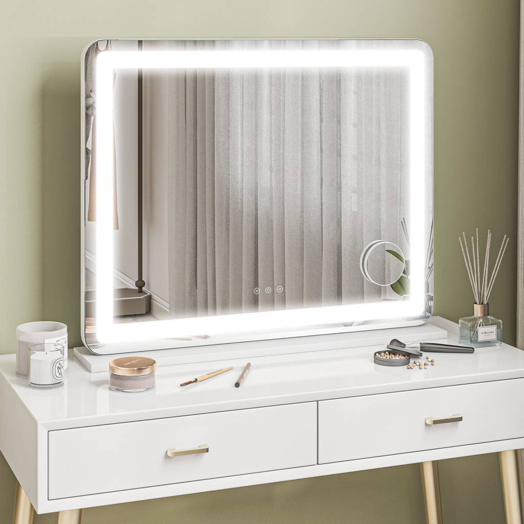 HOMCOM Vanity Mirror with Lights, 10X Magnifying, USB Charging Port, White