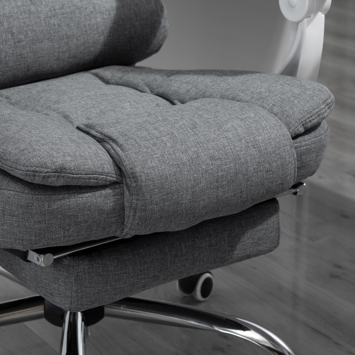 Computer Office Chair Home Swivel Task Recliner w/ Footrest, Arm, Grey