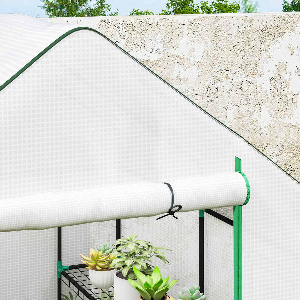 Outsunny Compact Walk-In Greenhouse with 8 Shelves - Perfect for Small Gardens!