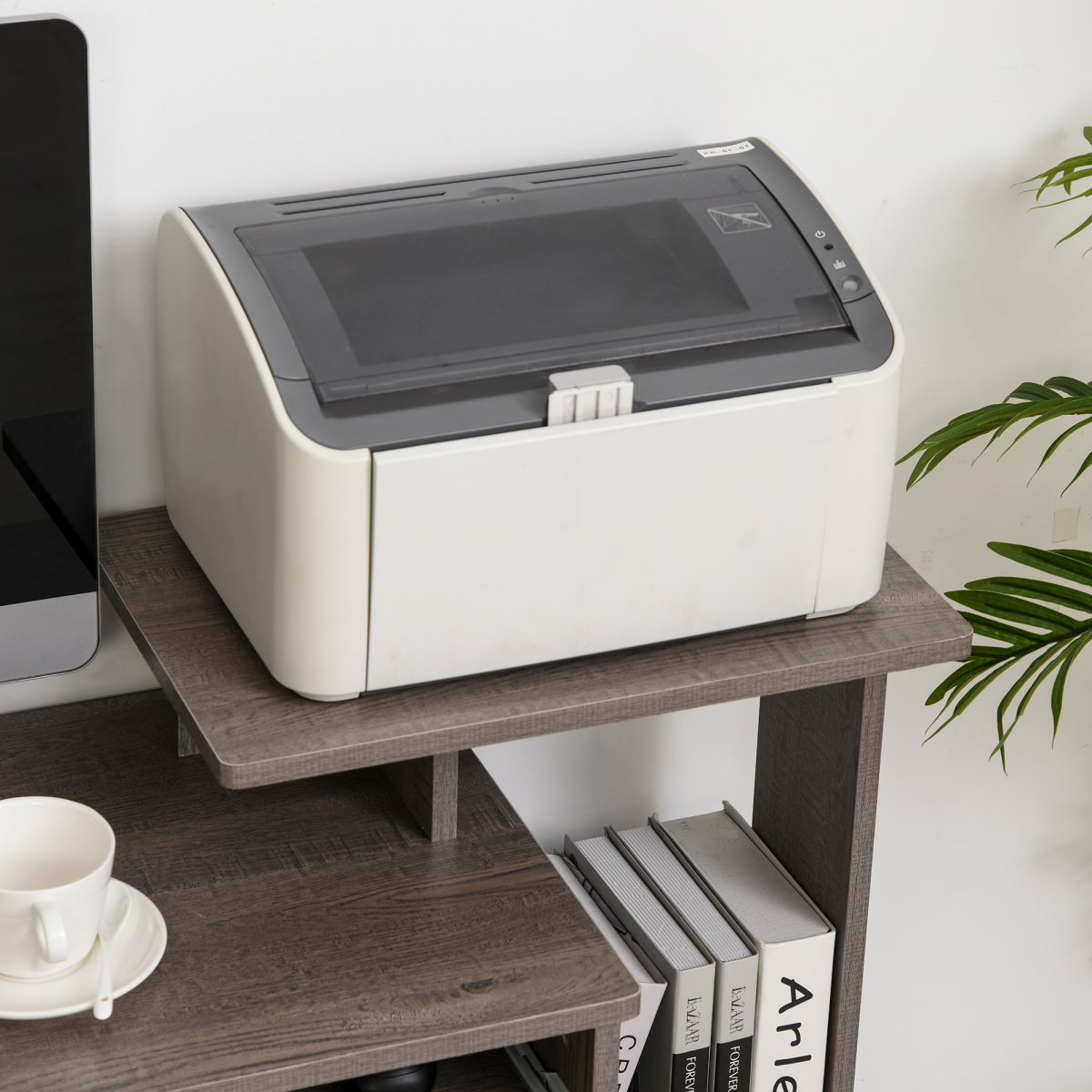 Unique Grey Computer Desk with Sliding Tray & Hidden Storage Solutions