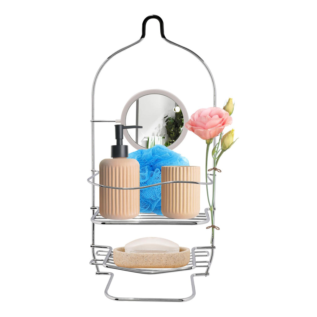 Chrome Bathroom Accessory Storage Trolley Shower Caddy Roll Holder Iron Wire