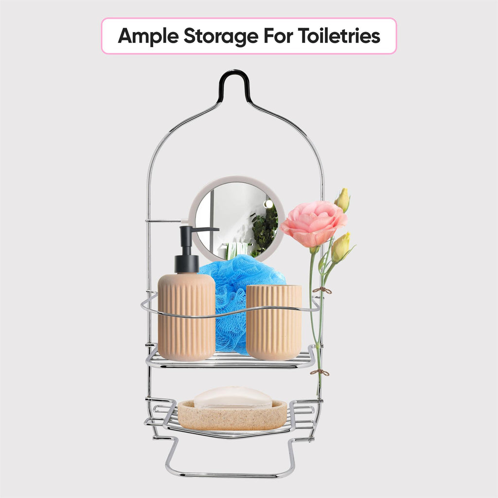 Chrome Bathroom Accessory Storage Trolley Shower Caddy Roll Holder Iron Wire