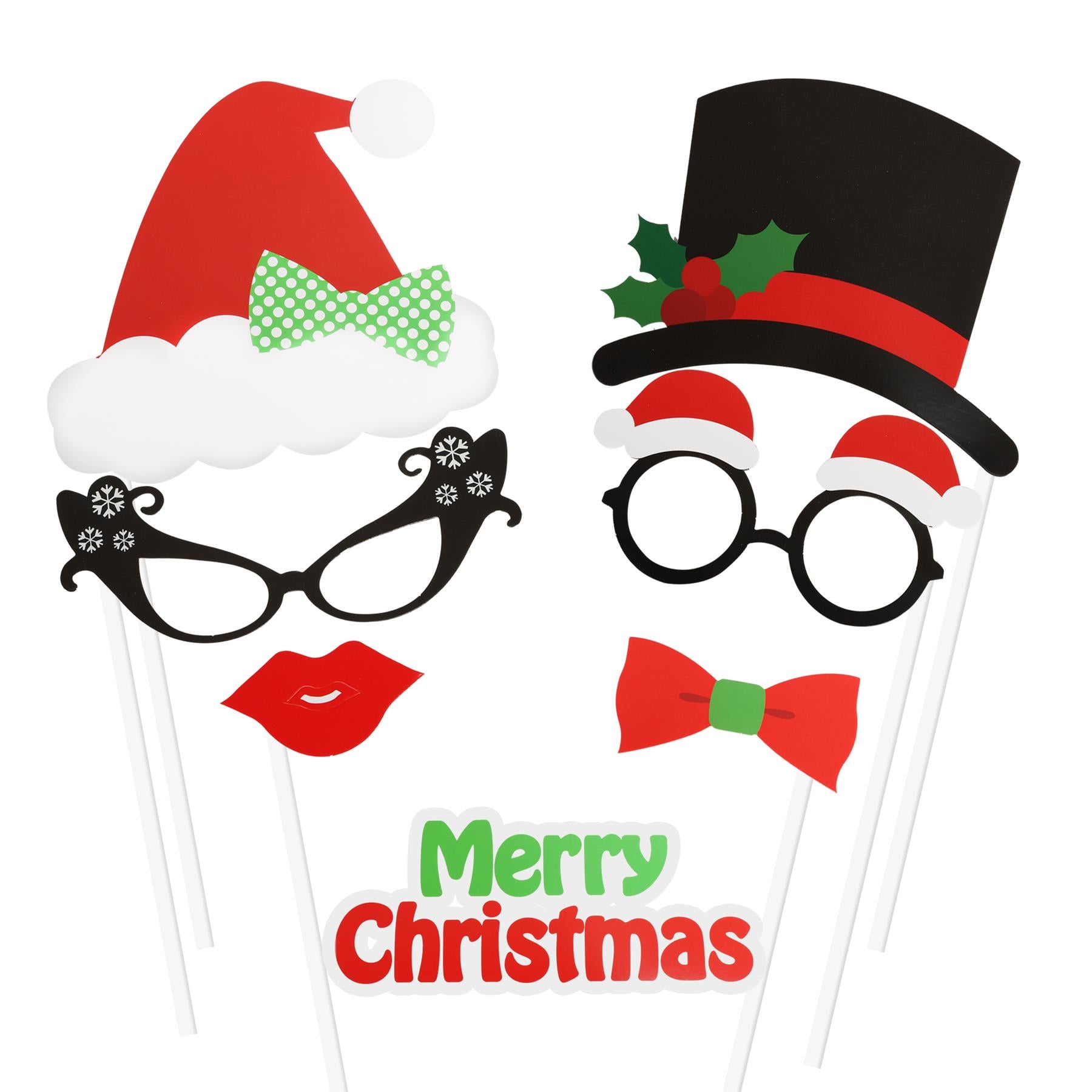 25pc Christmas Novelty Photo booth Selfie Frame & Props Photobooth