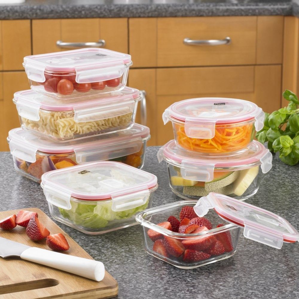 7pc Glass Food Storage Container Set With Air Vent Lids