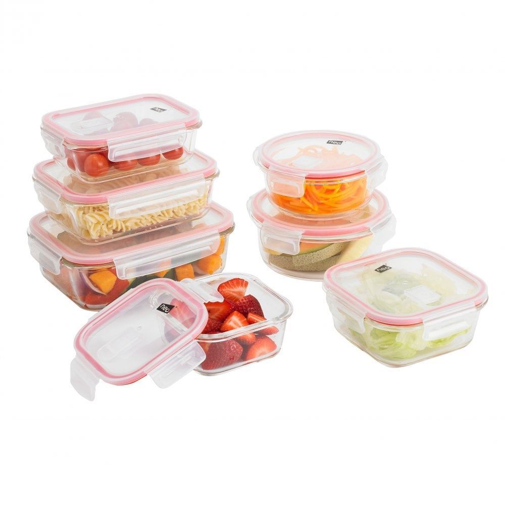 7pc Glass Food Storage Container Set With Air Vent Lids