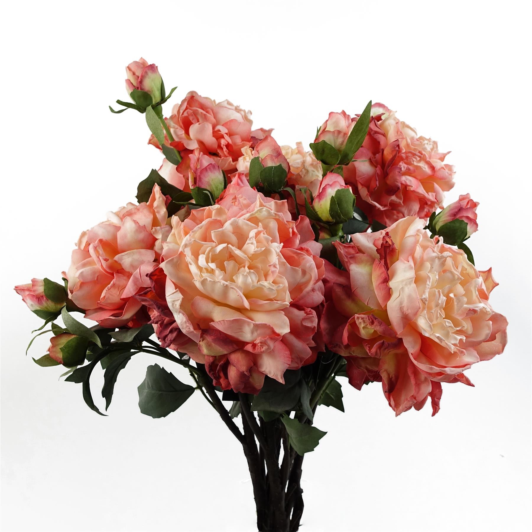 6 x 60cm Peony Artificial Flower Pink - 6 flowers 18 buds