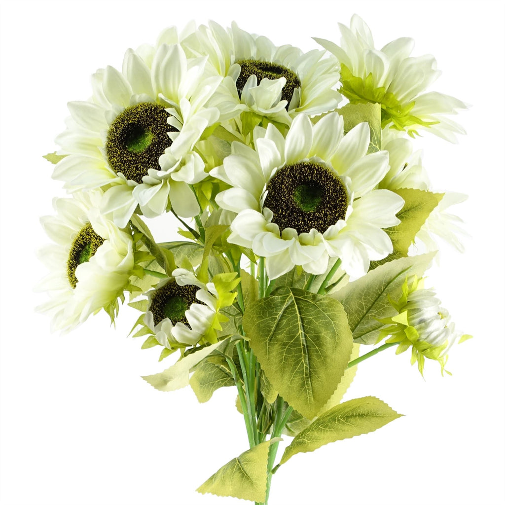 88cm White Artificial Sunflower - 3 heads
