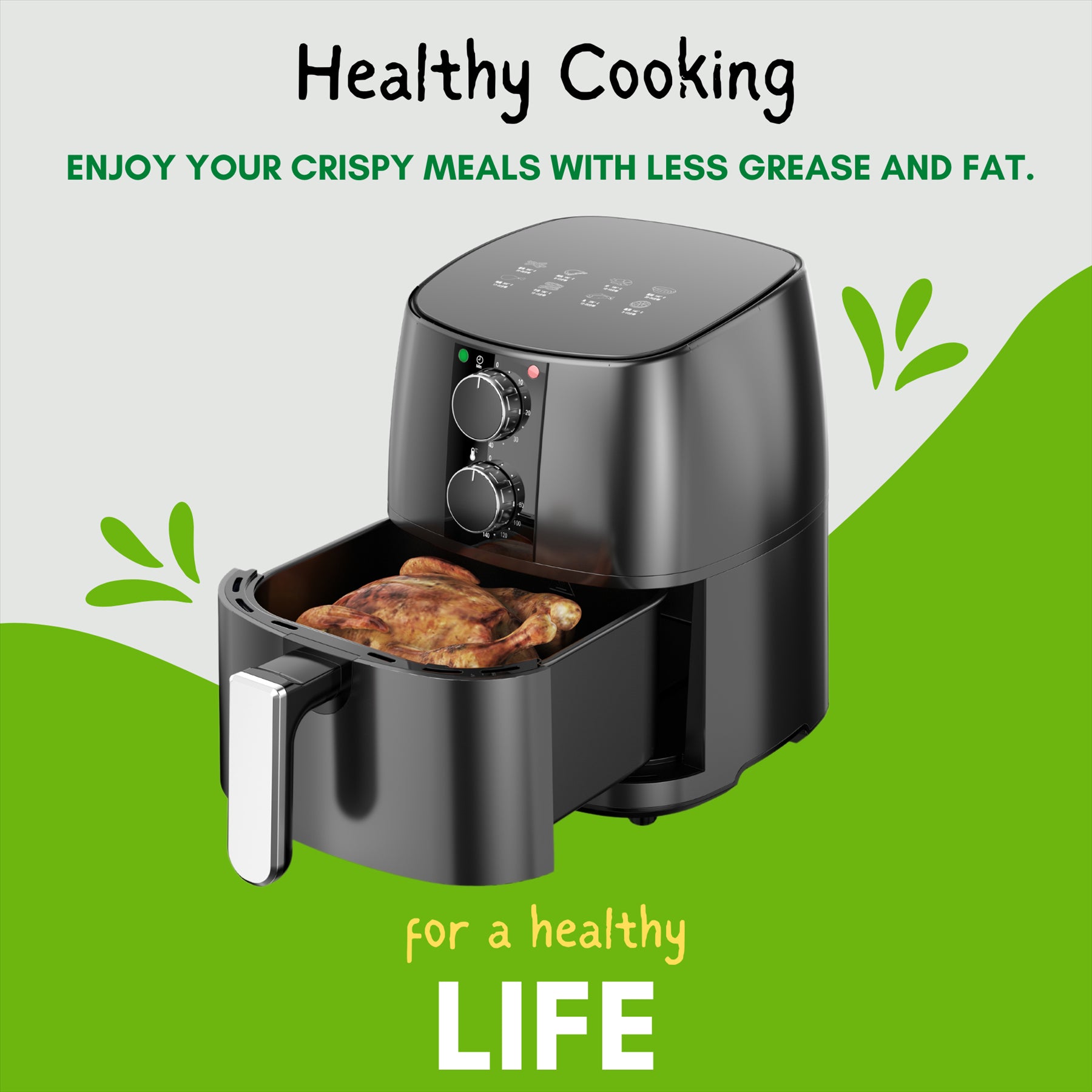 Domestic King 4L Air Fryer: Healthy Cooking Made Easy with Free Recipe Book!
