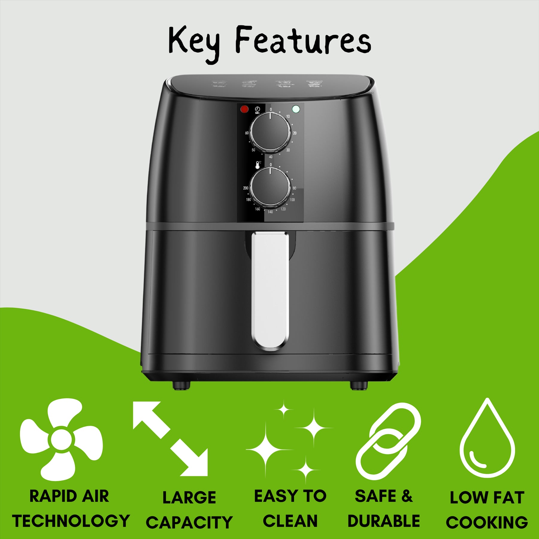 Domestic King 4L Air Fryer: Healthy Cooking Made Easy with Free Recipe Book!