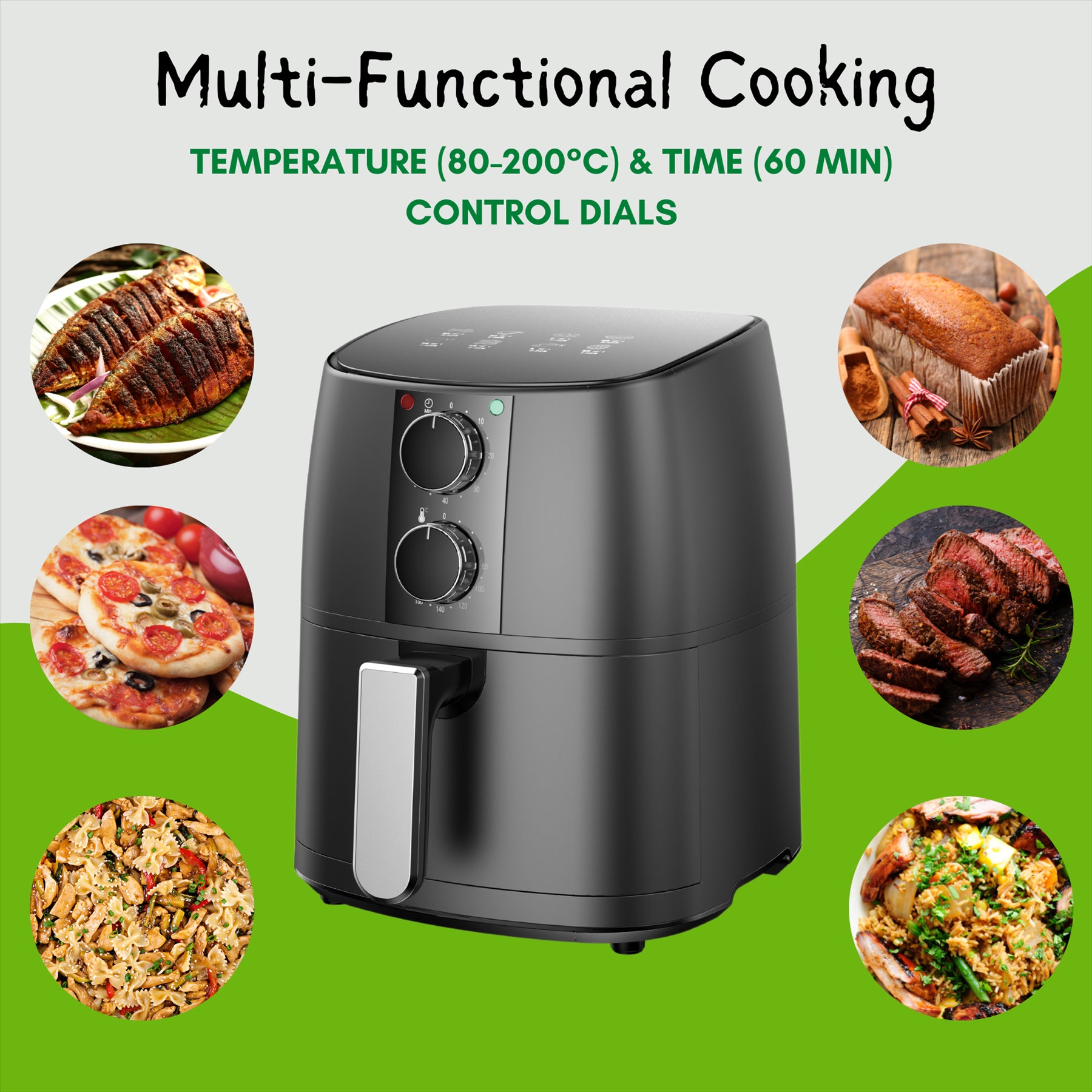 Domestic King 4L Air Fryer: Healthy Cooking Made Easy with Free Recipe Book!
