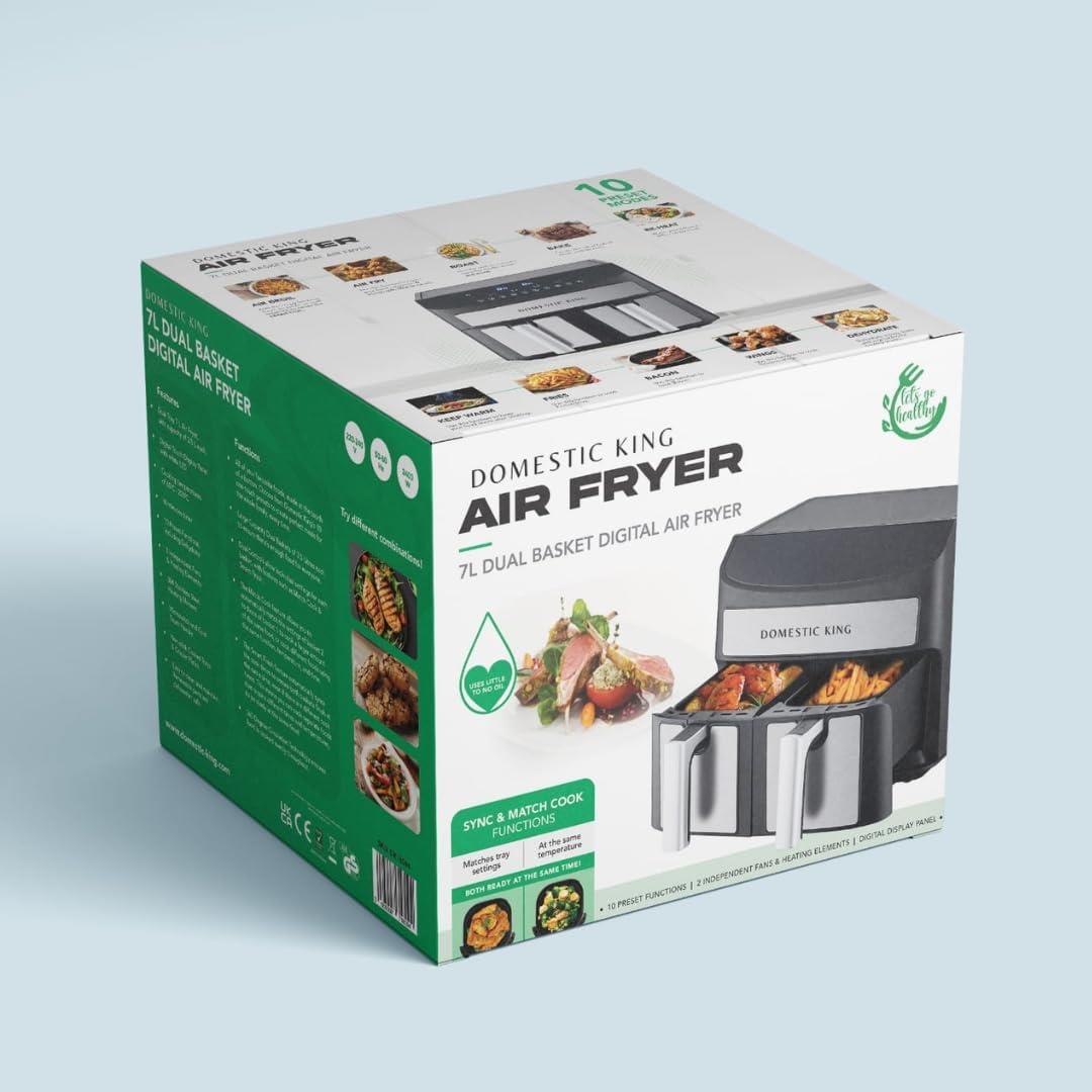 Domestic King 7L Dual Basket 2400W Air Fryer – Crispy Delights in Minutes!
