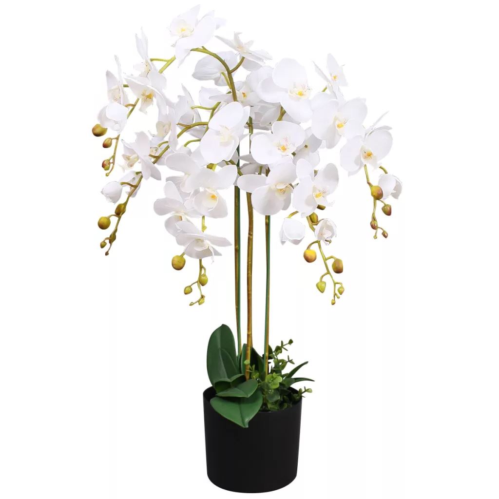 85cm Artificial Deluxe Bush Orchid White