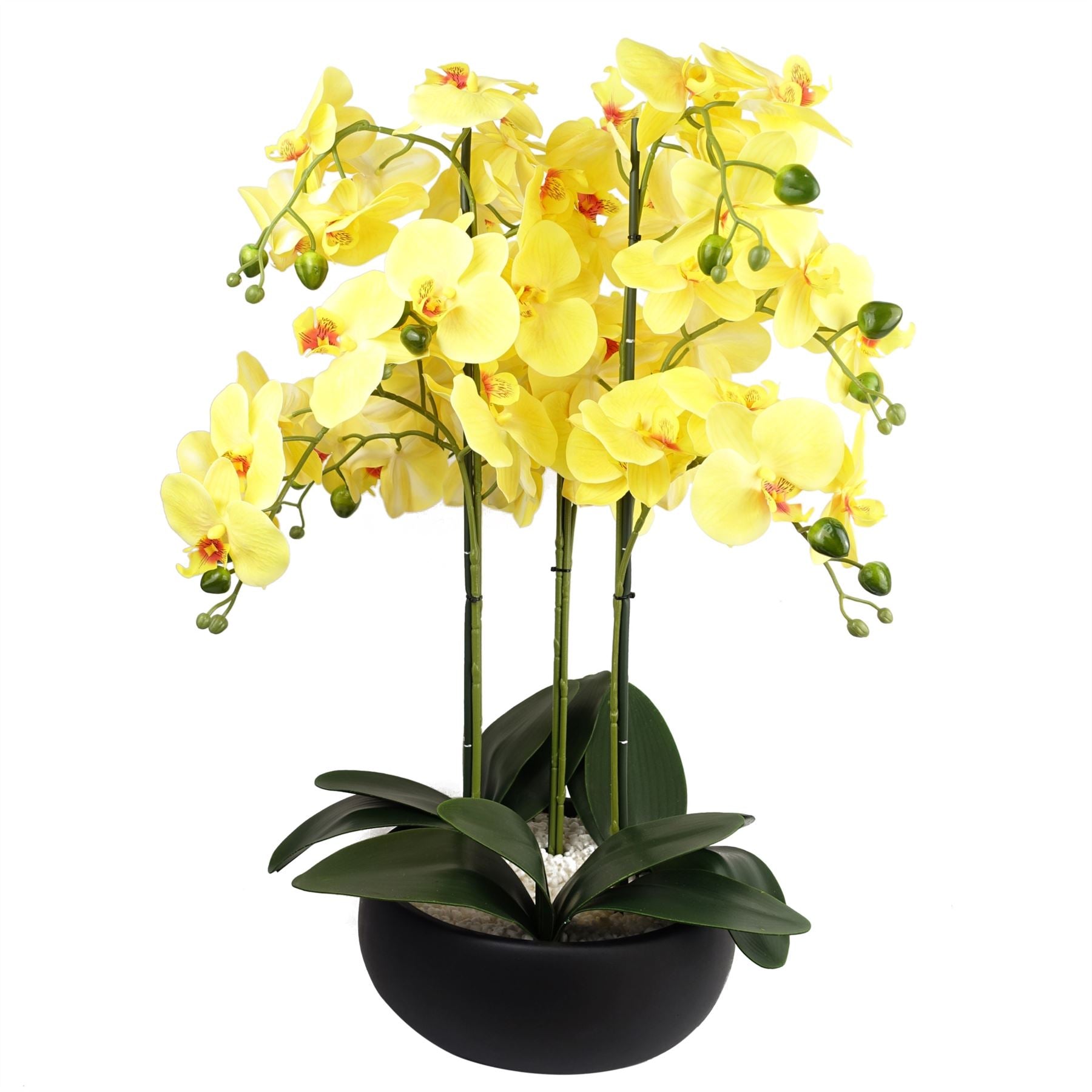 60cm Orchid Artificial Yellow Black Ceramic Planter