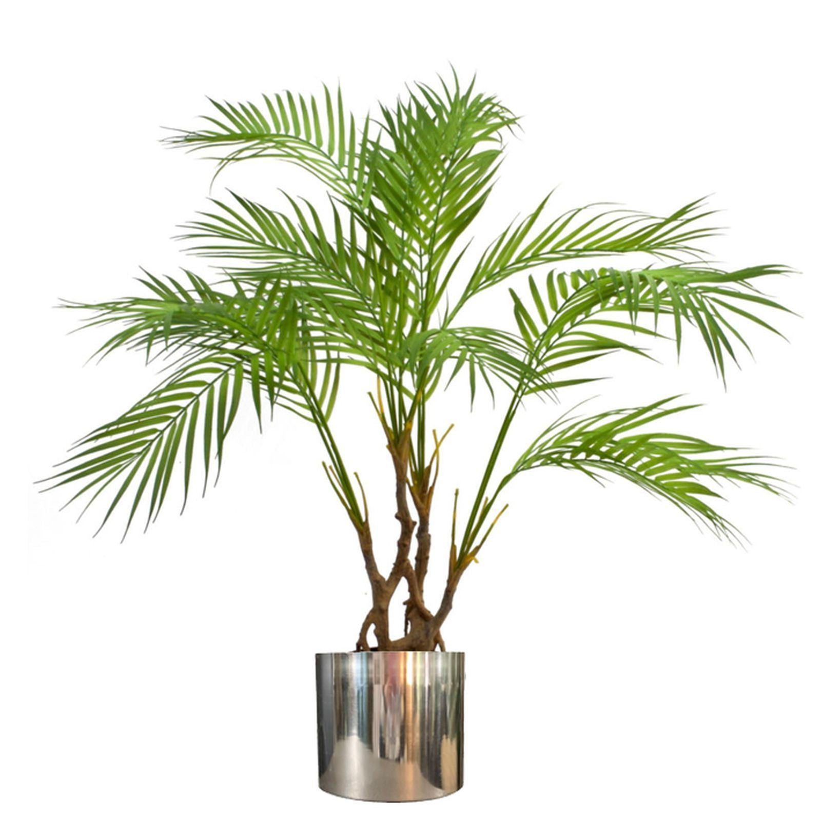 90cm Artificial Areca Palm Plant Twisted Detail Trunk with Silver Metal Plater